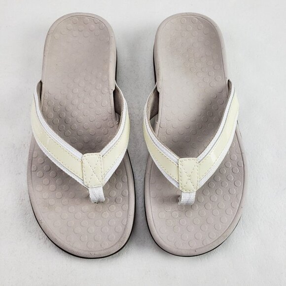 Vionic Tide II Toe Post Sandal Womens 7 Yellow Orthotic Flip Flop Thongs Slides - Picture 2 of 11